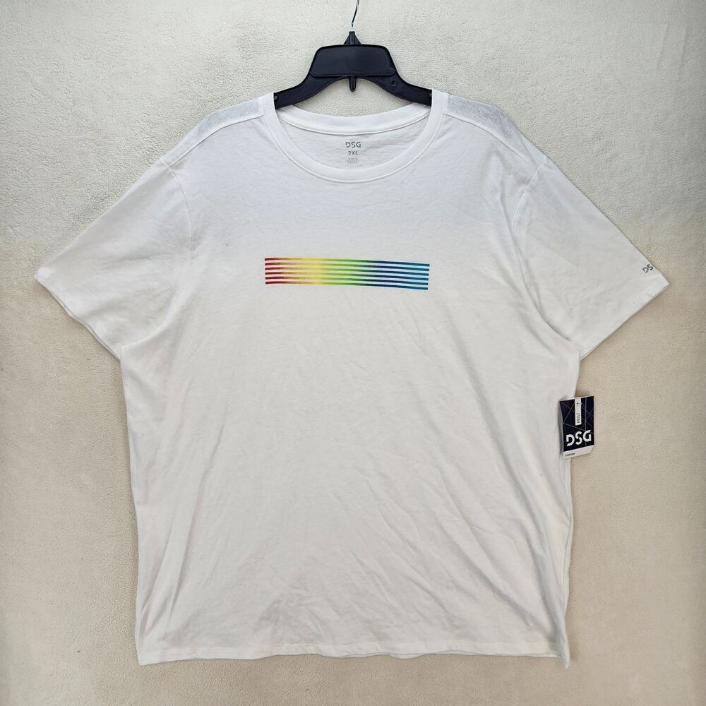 DSG MEN'S 2XL PURE WHITE SHORT SLEEVE TEE NWT PRIDE RAINBOW